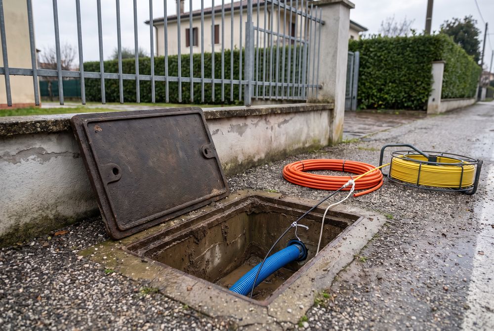 Il raccordo in fibra fra la strada e la casa
